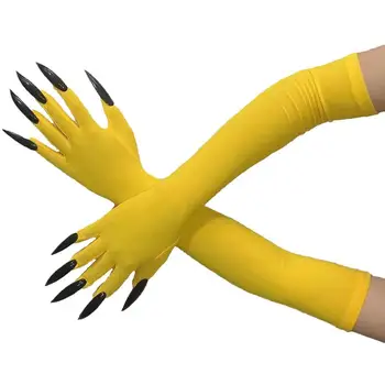 Крутые длинные перчатки на Хэллоуин Призрачный коготь Одевалки перчатки Мода красный Длинные ногти Косплей Хэллоуин Забавные перчатки C068