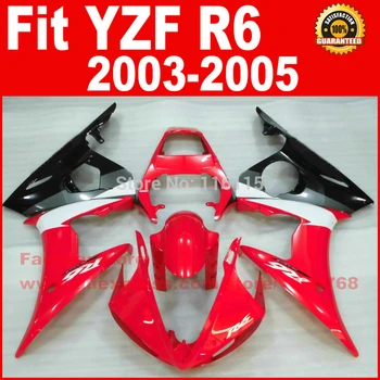Кузовные детали для YAMAHA R6 Комплекты обтекателей 2003 2004 2005 красный, белый, черный, YZF R6, комплект обтекателей 03, 04, 05, B65