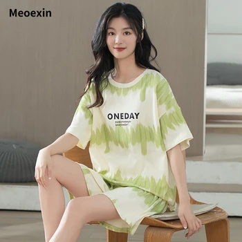 летние пижамные комплекты хлопковые женские корейские шорты с короткими рукавами женские большие спортивные домашние одежды оптовая повседневная домашняя одежда