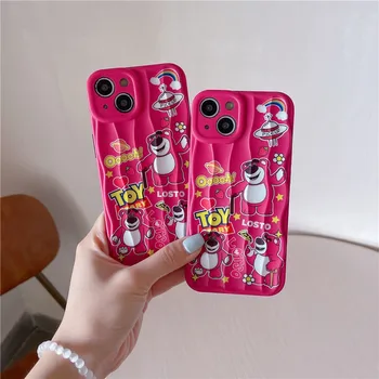 Милая мультяшная история игрушек Lotso Чехол для iPhone 11 12 13 14 15 Pro Max Disney Чехол Rose Luggage 3D Lots-o'-Huggin' Bear Чехол для телефона