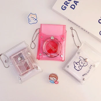 Мини-косметичка симпатичная прозрачная сумка для губной помады с пайетками розовый брелок чехол для косметички