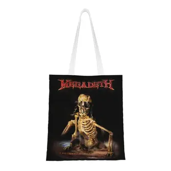 многоразовая сумка для покупок Megadeths Rock Band Женская холщовая сумка на плечо Моющаяся сумка Tengkorak Nyenrix Продукты Сумки для покупок
