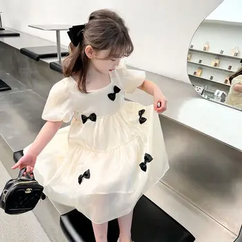 Модная принцесса для девочек лето 2023 новое детское платье в корейском стиле