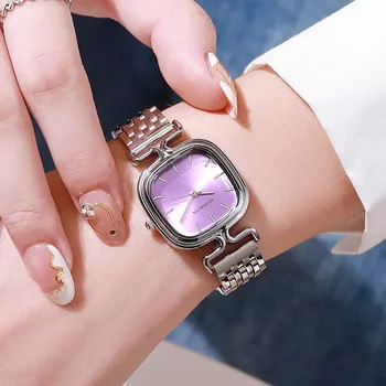 Модные роскошные квадратные женские часы Бренд Женские кварцевые наручные часы Классические серебряные простые Femme Steel Band Relogio Feminino