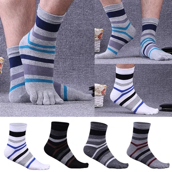 Мужчины 5 пальцев ног Чулочные изделия Спортивные носки с пятью пальцами Хлопковый экипаж Чулочно-носочные носки Мужские полосатые носки Harajuku Streetwear Носки Носки для скейтборда