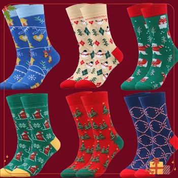 Мужчины Рождественские носки Рождественская елка Снежинка Носок Mid-tube для женщин Мужчины Новый год Смешные носки Рождественские подарки Украшения для дома 2023
