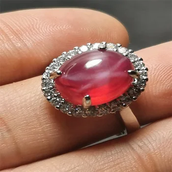 Натуральное женское кольцо с рубином Красная звезда Драгоценный камень 14-каратное золото Наполненное женское кольцо Цветочное кольцо