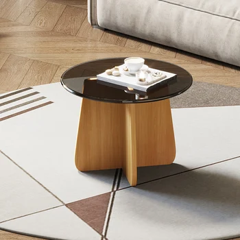  низкий черный скандинавский журнальный столик Простой минималистичный современный маленький журнальный столик Деревянный стеклянный Mesas de Centro Para Sala Мебель