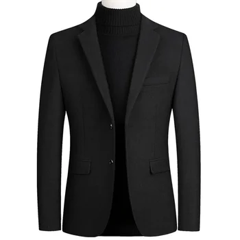  Осенне-зимнее мужское пальто 2023 Новый шерстяной маленький костюм Деловое мужское повседневное пальто Одинарный костюм Топ