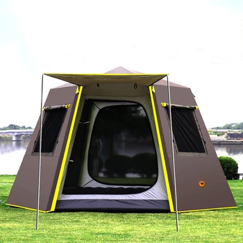  Открытая автоматическая палатка 5-8 человек Кемпинг 3-4 человека Непромокаемый утолщенный шестиугольный алюминиевый столб На открытом воздухе Кемпинг Двойная палатка