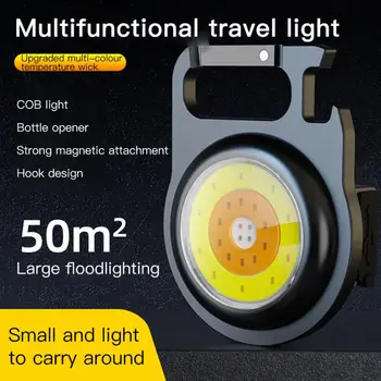 Открытый фонарик COB Портативный рабочий фонарь Многофункциональный брелок USB Зарядка Аварийная лампа Кемпинг Яркая палатка Рыбалка Лампа