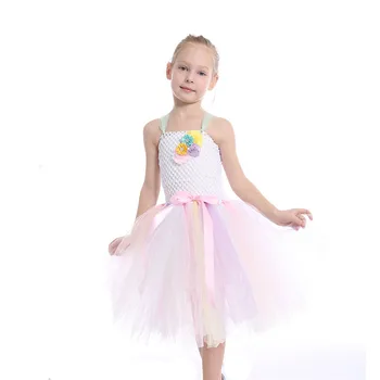 пастельных пастельных тонах радужное платье для девочек принцесса танцевальное бальное платье цветочные платья для девочек платья для вечеринок детские летние платья дети тюль пачка платье