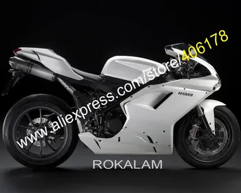 Полный белый обвес для Ducati 2007-2011 848 1098 1098S 1198 07 08 09 10 11 Комплект обтекателя спортивного мотоцикла (литье под давлением)