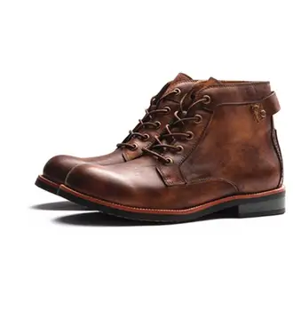 Ретро мужские высокие ботинки на шнуровке мужские байкерские ботинки осенне-зимняя мода короткие оксфорды