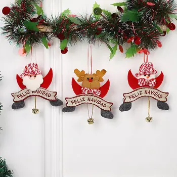 Рождественский плюшевый кукольный орнамент Санта-Клаус Снеговик Рождественская елка Подвесной кулон Дом 2023 Рождественский Navidad Новогоднее украшение вечеринки