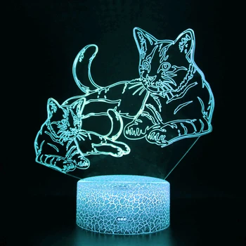 Рождественский подарок Домашнее животное Кот 3D Иллюзия Подарок на день рождения рядом с настольной лампой 7 цветов Изменение USB Украшение Ночник Лампа Любитель кошек