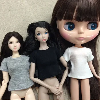 Футболка с куклой из чистого хлопка для Blythe Dolls Base Pure Color Рубашка Верхняя одежда для Azone Momoko Doll Одежда 1/6 Кукла Аксессуар Игрушка