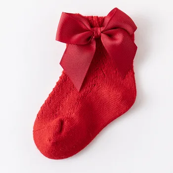 0-5 лет Носки для новорожденных девочек с бантами Дышащие носки для малышей Короткие носки для девочек Hollow Out Kids Infant Princess Cute Socks Изображение 2