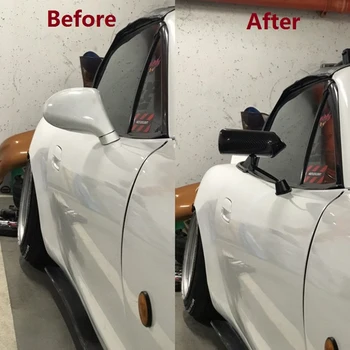 1 пара универсальных боковых зеркал заднего вида в стиле F1 Дверь Крыло Зеркало заднего вида для Benz Honda Ford ABS Carbon Fiber Look Изображение 2