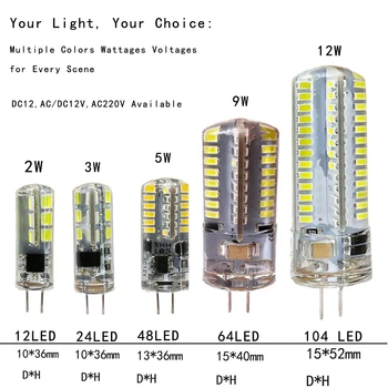 10 шт. Mini G4 Светодиодные лампочки 12 В 220 В 2 Вт 3 Вт 5 Вт 9 Вт 12 Вт SMD Заменить 50 Вт Лампа накаливания для украшения люстры прожектора Изображение 2