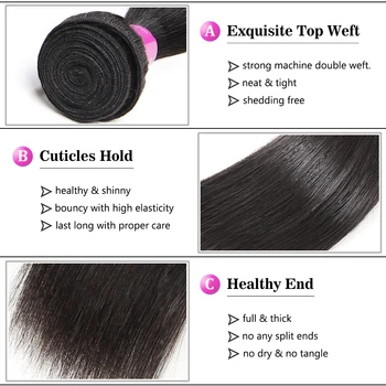 100% Человеческие волосы Бразильские прямые пучки 3/4 штуки Remy Волосы Плетение Наращивание Натуральный Цвет Для Черных Женщин Soft Feel Hairi Изображение 2