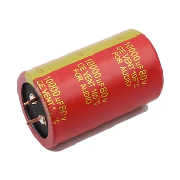 2 шт./лот 10000 мкФ Красный халат Медная ножка Алюминиевый электролитический конденсатор 63 В 80 В 100 В Высококачественный конденсатор Изображение 2