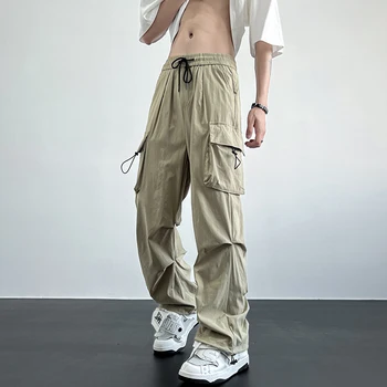2023 Мужские американские хип-хоп свободные эластичные рабочие повседневные брюки уличная одежда эластичная талия спортивные штаны модные трендовые брюки M-4XL Изображение 2