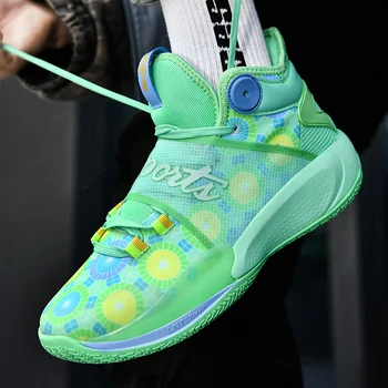 2023 Новая баскетбольная обувь для мужчин Дышащие высокие кроссовки Женская спортивная баскетбольная обувь Амортизирующие кроссовки на открытом воздухе Изображение 2