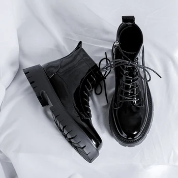 2023 Новая классика Черные мужские ботинки Chelsea Fashion Trend Тактические ботинки на платформе Кожаные военные ботинки Мужские брендовые мотоциклетные ботинки Изображение 2