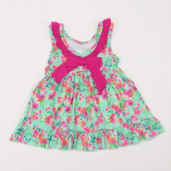 2023 Повседневная одежда для малышей Детская цветочная юбка Одежда для девочек Цветочное платье 1-8T Рукав Наряд Боди Принцесса Бант Юбка Изображение 2