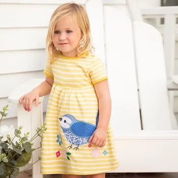 2024 Летнее повседневное платье для девочек лимонного цвета с прекрасной хлопковой одеждой для детей 2-7 лет Изображение 2