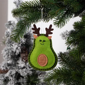3 упаковки тканевые украшения для рождественской елки нетканые персонализированные зеленые наборы авокадо висячий подарок рождественский декор Изображение 2