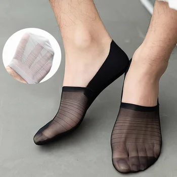 3Pairs Мужские носки Тапочки Летние ультратонкие невидимые носки Дышащие носки с низким вырезом Нескользящие силиконовые носки для лодок Тапочки Изображение 2