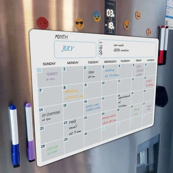 3X A3 Магнитная доска A3 Набор календарей для сухого стирания Белая доска Еженедельник для холодильника Холодильник Кухня 17X12 дюймов Изображение 2