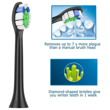 4 шт. jt для Philips Sonicare Diamond Clean ProResults FlexCare HX6064/14 Стандартная сменная электрическая головка для зубной щетки Черный Изображение 2