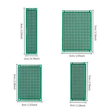 4 шт./лот Комплект печатных плат 5x7 4x6 3x7 2x8 см Зеленые двусторонние печатные платы Электронный комплект «сделай сам» используется для создания электронных схем Изображение 2