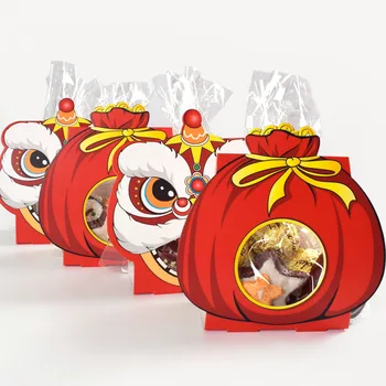 8 шт. Красные китайские коробки для конфет года дракона на 2024 год Китайский Новый год Весенний фестиваль Подарочная коробка Свадебная вечеринка Подарок Коробка Декор Изображение 2