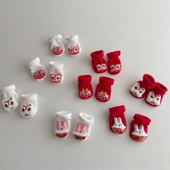 & Теплые детские носки с животным принтом Нескользящие детские носки для зимнего подарка Изображение 2