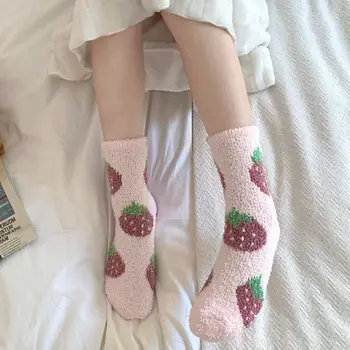 Coral Fleece Пол Спальные носки Симпатичная домашняя одежда Мягкие плюшевые женские носки Утолщенные носки Mid-tube Зима Изображение 2