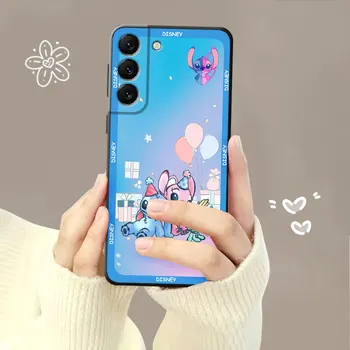 Disney Stitch Kiss Love Синий Розовый Градиентный Чехол Для Samsung Galaxy S23 S22 S21 S20 FE Ultra S10 S9 S8 Plus Note 20Ultra 10Plus Изображение 2
