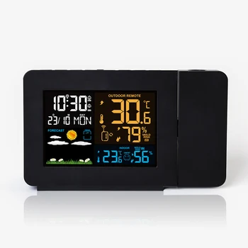 FJ3391 Электронные проекционные часы Метеостанция Прогноз погоды Температура и влажность Цветной экран Цифровой будильник Изображение 2