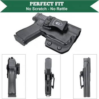 IWB Кобуры Kydex & Carbon Fider, подходящие для Glock 43/43X (не Mos)TLR6 Лазерный легкий пистолет Тактические держатели для правостороннего / левого оружия Изображение 2