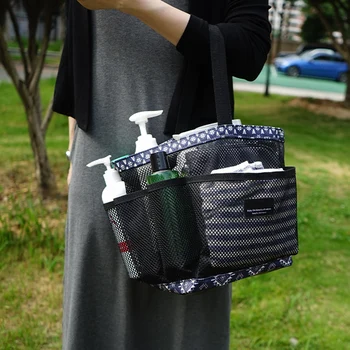 Mesh Душевая корзина Корзина Органайзер с несколькими карманами Многоцелевая быстросохнущая складная сумка для хранения на открытом воздухе Изображение 2
