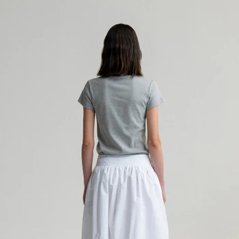 N0th* Написано Женская повседневная футболка с короткими рукавами Женская свободная простая однотонная блузка с круглым вырезом Y2k Топ Рубашки для женщин Изображение 2