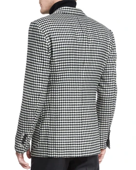 Plaid Мужская куртка Блейзер Slim Fit Новый повседневный деловой стиль Мужской костюмный пиджак Две пуговицы Мужские выпускные топы Пальто (только блейзер) Изображение 2