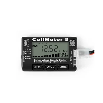 RC Cellmeter 8 Цифровой тестер емкости батареи Тестер контроллера Тестер напряжения для литий-ионных NiMH Никд-элементный измеритель черный Изображение 2