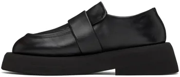 SHOOEGLE Мужчины Высококачественная черная кожа Плоская форма Модный повседневный Большой круглый носок Оксфорды Cool Boys Уличная обувь на толстой подошве Изображение 2