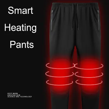USB Интеллектуальные термобрюки Супер теплые мужские брюки с электрическим подогревом Умные штаны с подогревом Зимние ветрозащитные штаны Зарядка Изображение 2
