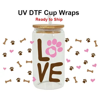  UV DTF Cup Wrap Transfer Наклейка для стеклянных кофейных чашек UV DTF ransfer Наклейка на заказ Этикетка DIY Логотип Самоклеящийся Оптом Изображение 2