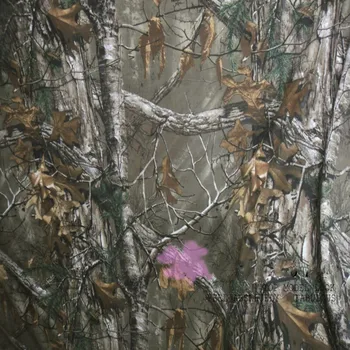Woodland Bionic Camouflage Ткань шириной 1,3 метра Настоящее дерево Камуфляжная ткань Мертвый лист Сосновая хвоя Скрытая солнцезащитная ткань Изображение 2